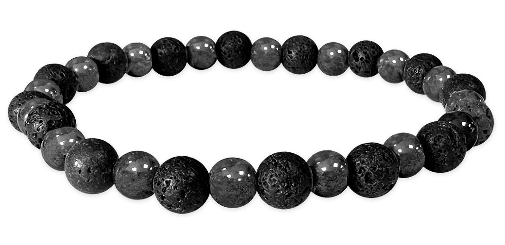 6mm pearls Hematite & Lava stone bracelet