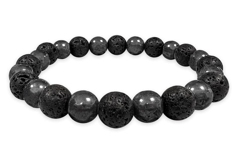 8mm pearls Hematite & Lava stone bracelet