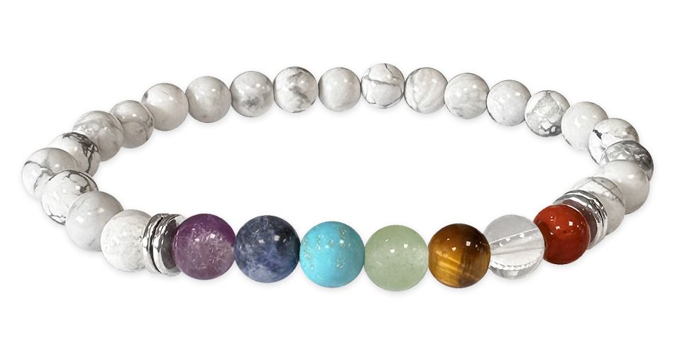 7 chakras Howlite 6mm A pearls bracelet