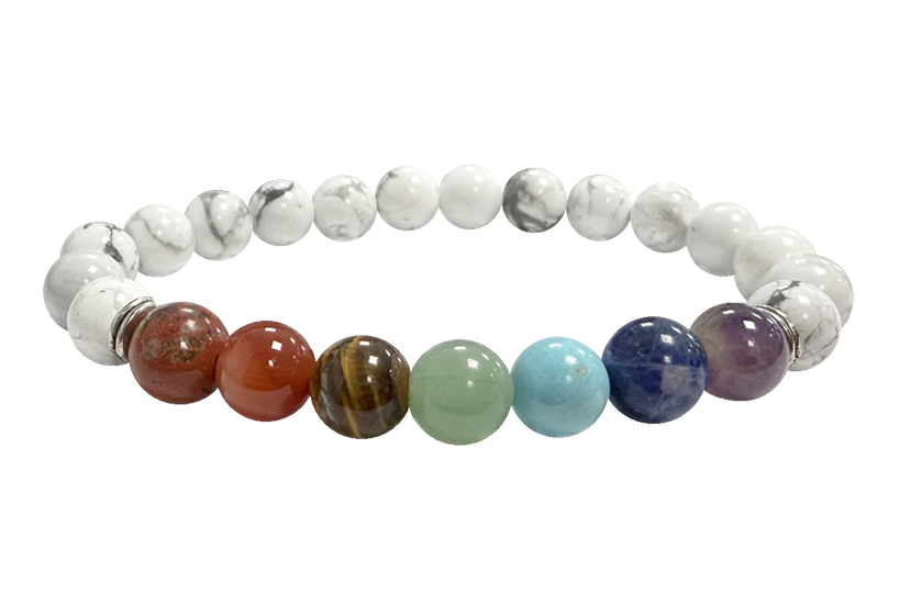 7 chakras Howlite 8mm A pearls bracelet