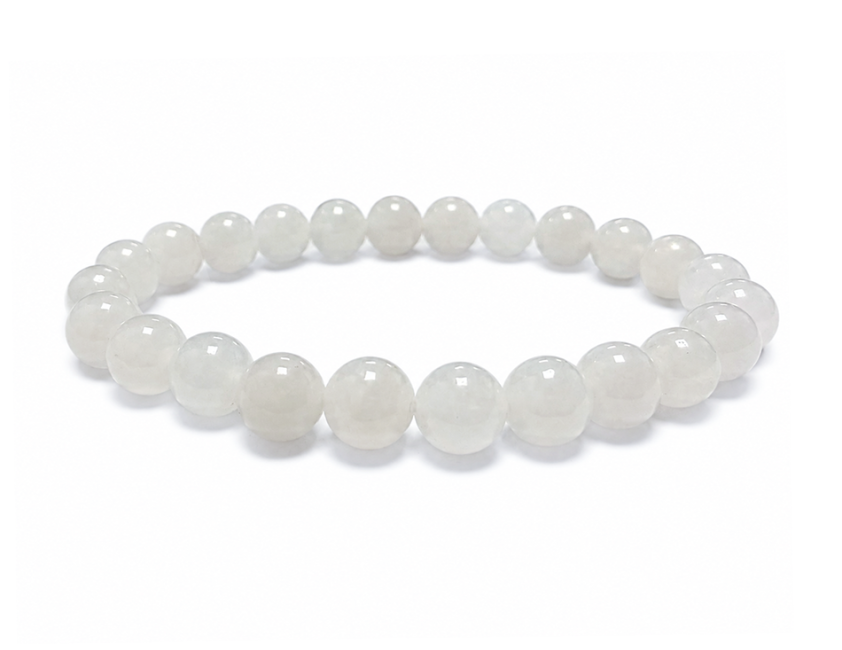 White Jade A Bead Bracelet 8mm