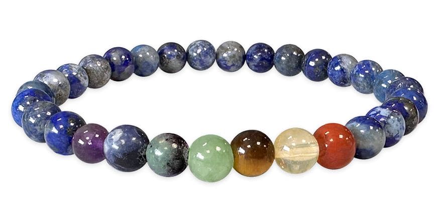 7 Chakras Lapis Lazuli 6mm A pearls bracelet