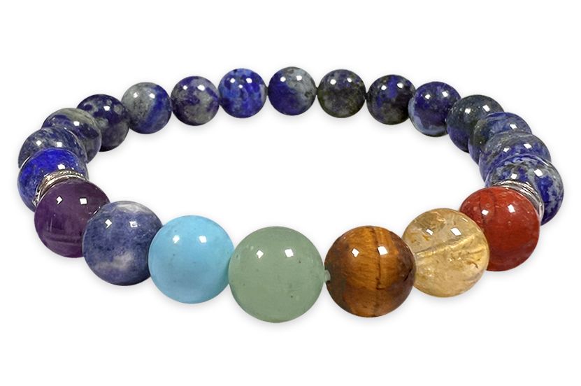 7 Chakras Lapis Lazuli 8mm AA pearls bracelet