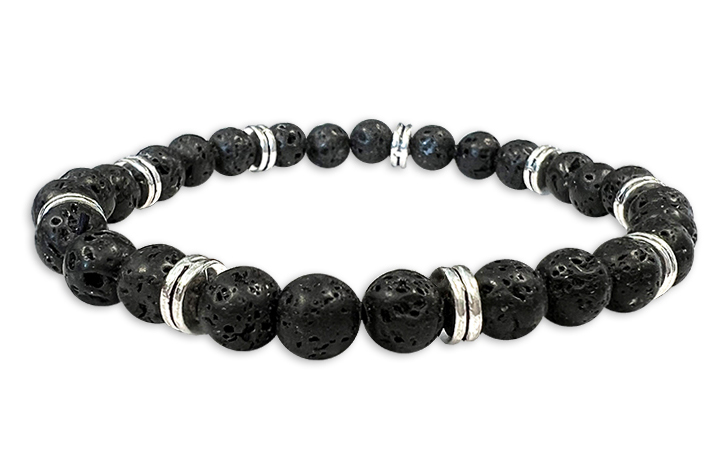 Lava stone &Charms 6mm pearls bracelace