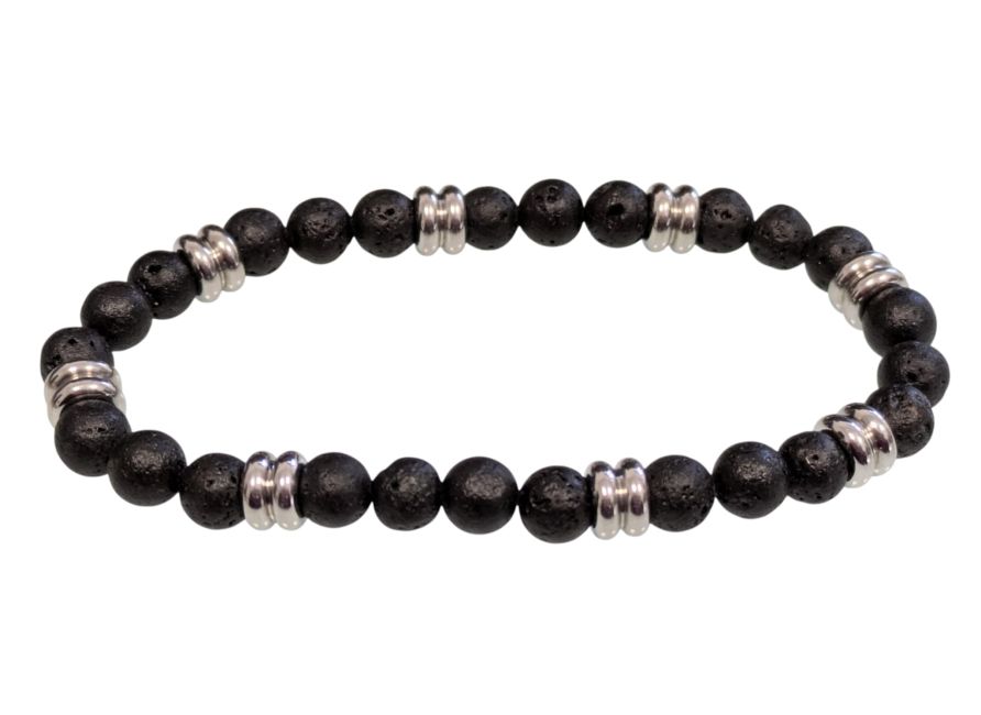 Lava stone &Charms 6mm pearls bracelace