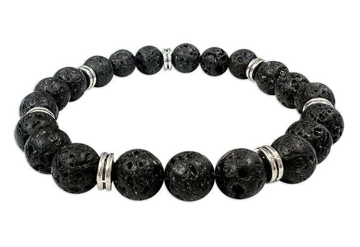 Lava stone &Charms 8mm pearls bracelace