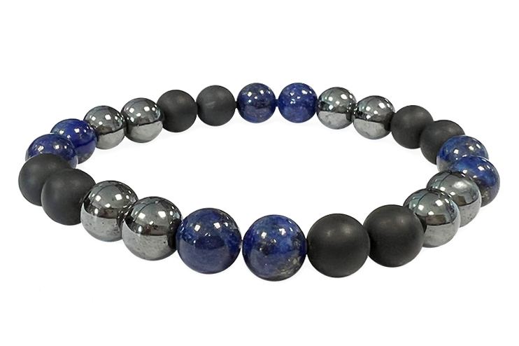 Lapis Lazuli, Hematite, Onyx mate A 8mm pearls bracelacet