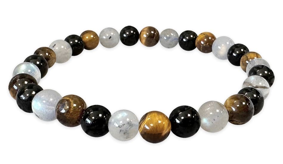 Labradorite bracelet, Tiger eye, Tourmaline A beads 6mm