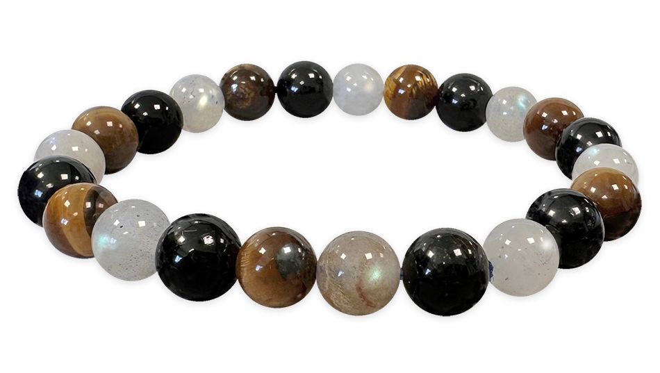 Labradorite bracelet, Tiger eye, Tourmaline With 8mm beads