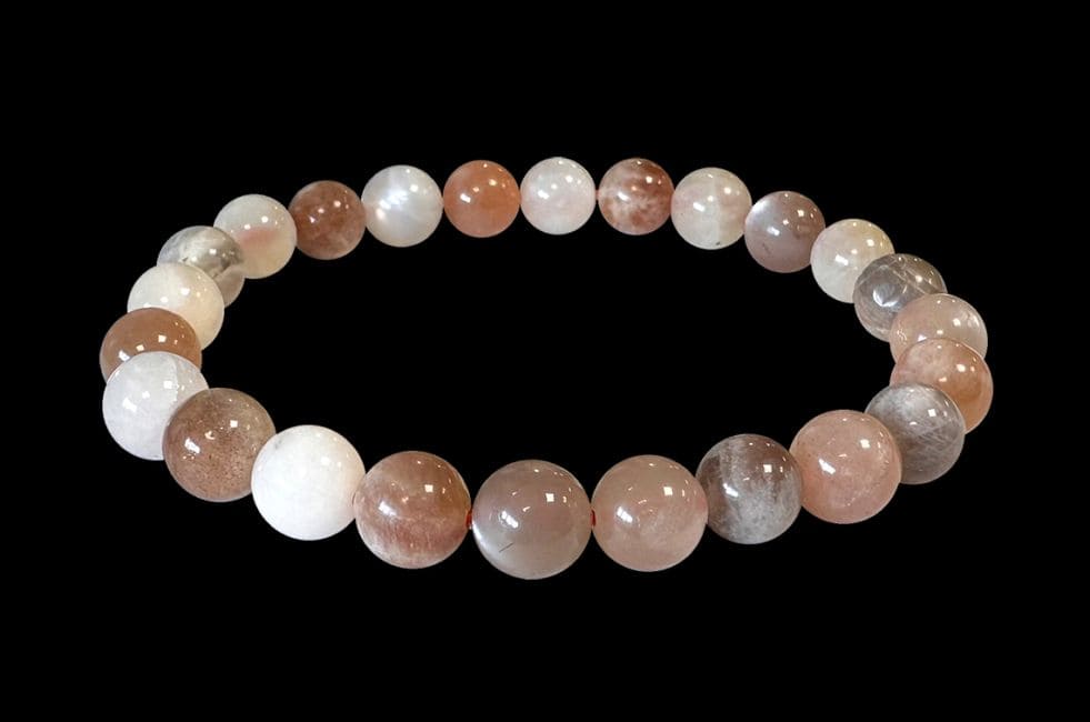 Multicolored Moonstone Bracelet AA beads 8mm