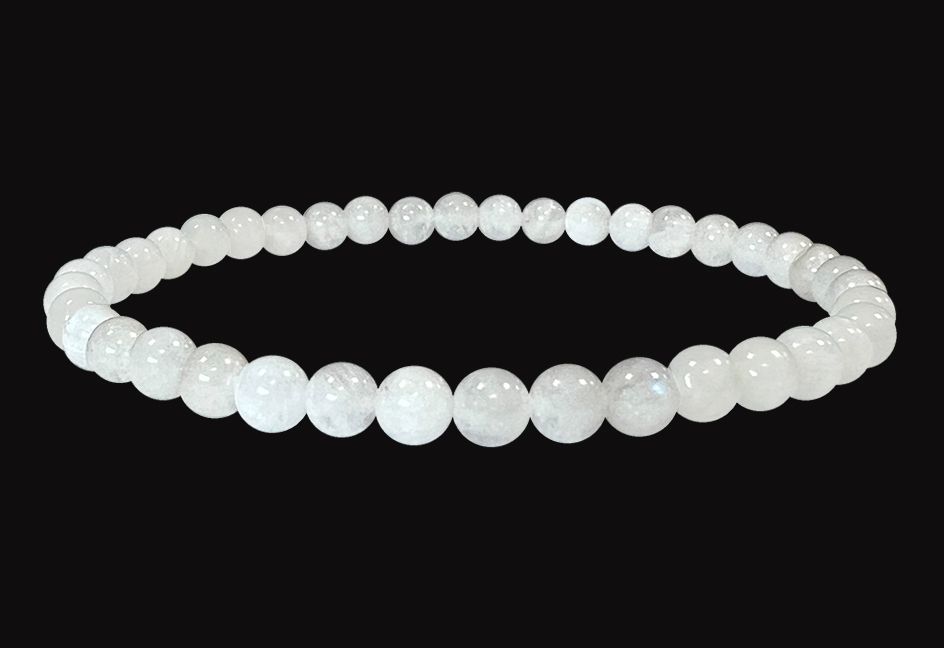 White Moon stone 4mm A pearls bracelet