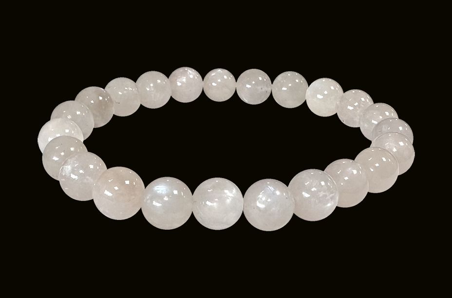 White Moon stone Peristerite A 7.5-8.5mm pearls bracelet