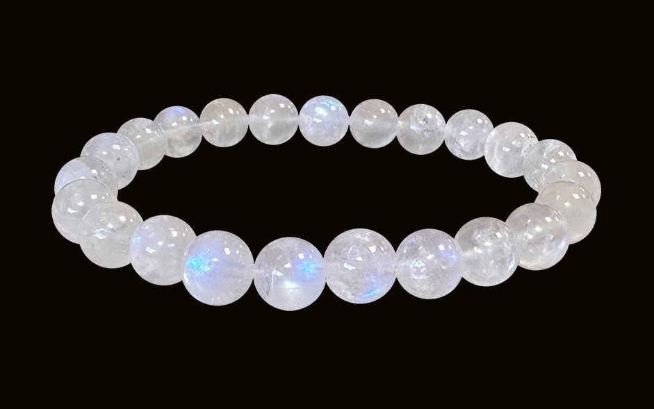 White Moonstone Bracelet Peristerite AA beads 8-9mm
