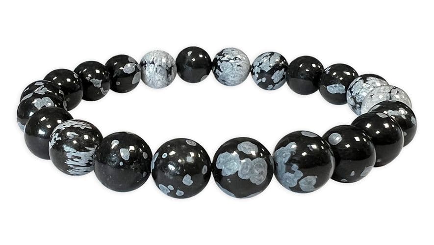 Obsidian snowflake 8mm pearls bracelet