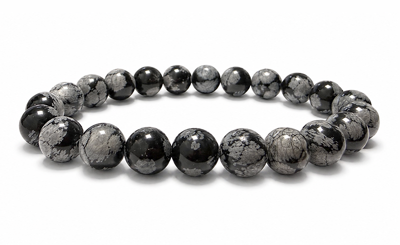 Snowflake Obsidian Bracelet AB 8-9mm Beads
