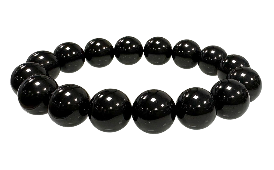 Black Obsidian A pearls bracelet 12mm