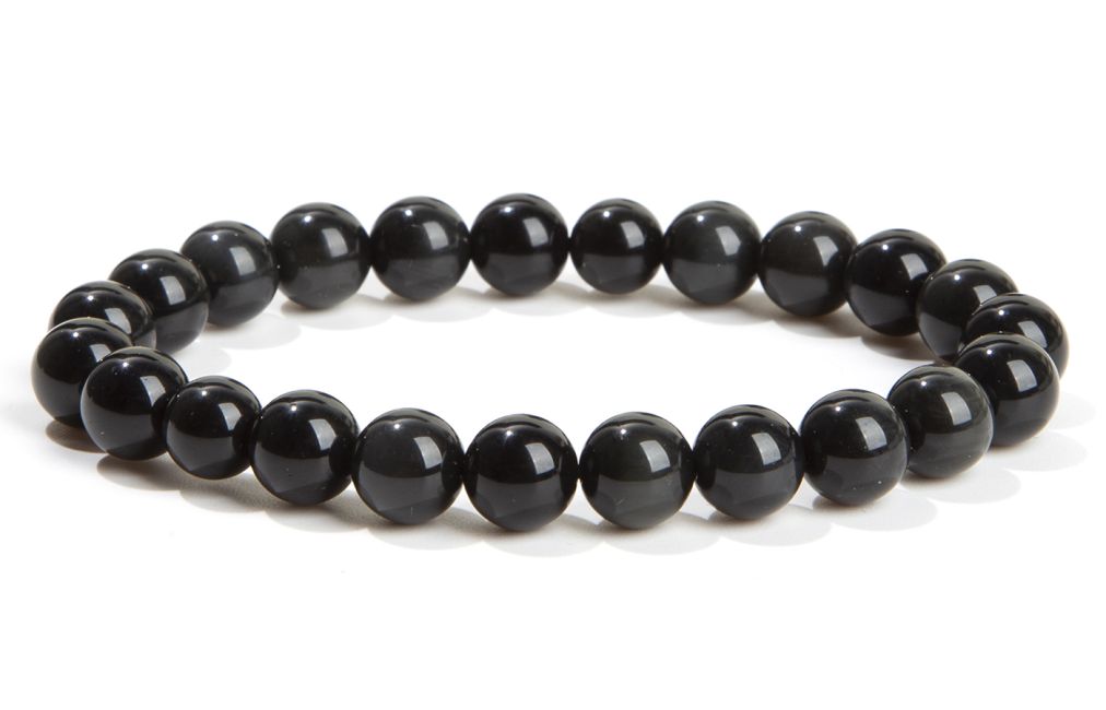 Black Obsidian A pearls bracelet 8mm