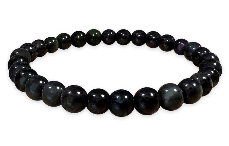 Obsidian Rainbow A pearls bracelet 6mm