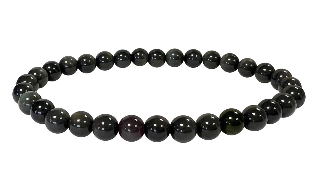 Obsidian Rainbow AA pearls bracelet 6mm