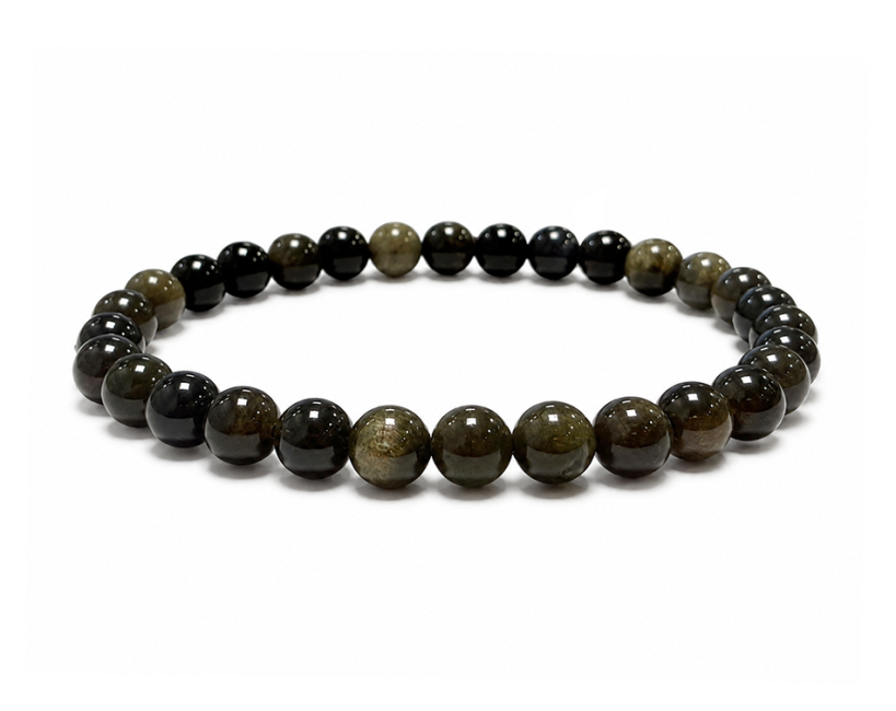 Golden Black Obsidian Bracelet A 6mm Beads