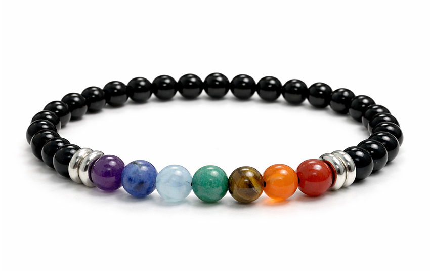 Onyx bracelet 7 chakras A beads 6mm