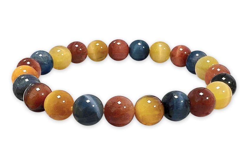 Multicolor  tiger eye 8mm A pearls bracelet