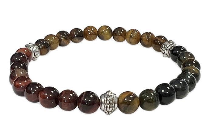 Multi Tiger eye A & Charms 6mm pearls bracelet