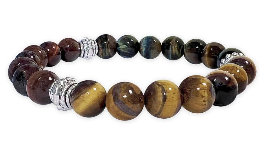 Multi Tiger eye A & Charms 8mm pearls bracelet