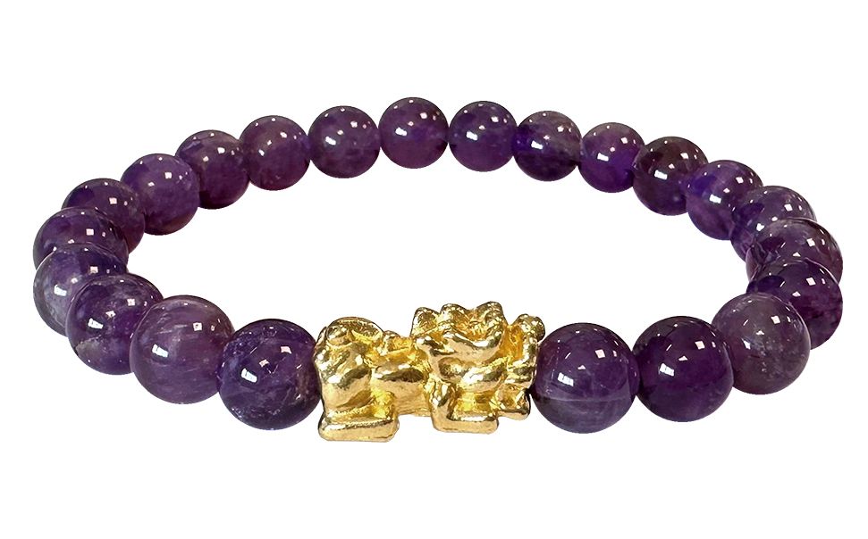 Bracelet Amethyst and Pixiu A Beads 8mm