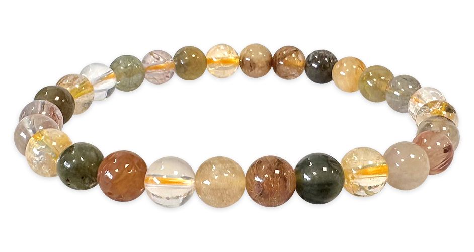 Multicolor Rutilated Quartz  A bracelet 6mm pearls