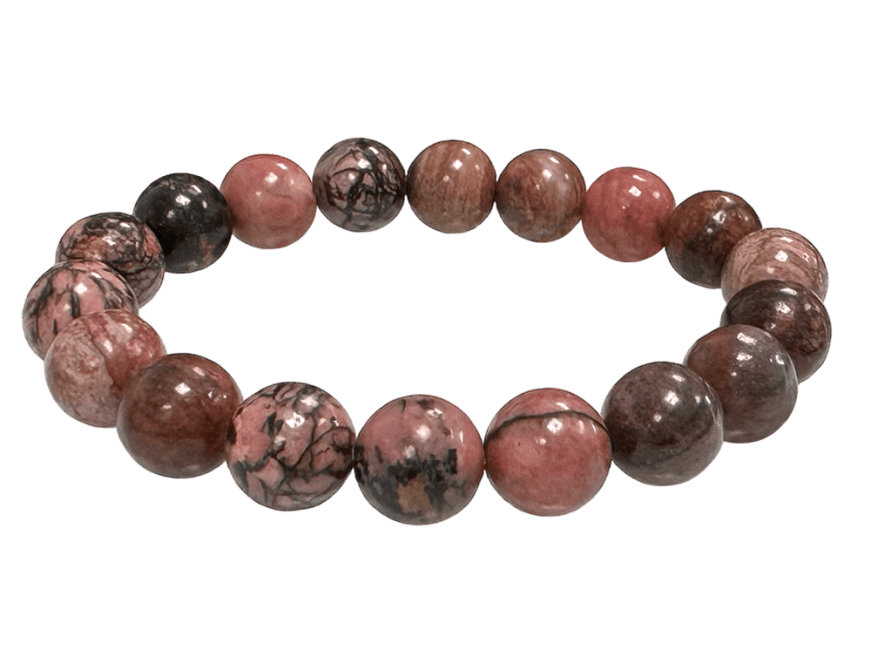 Rhodonite 10mm pearls bracelet