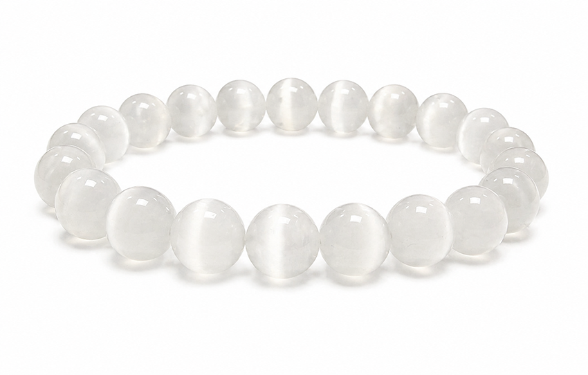 Cat Eye Selenite Bracelet A 10mm Beads