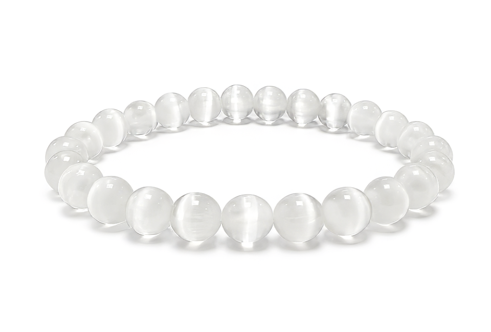 incense at Cat’s Eye Selenite Bracelet A 6mm Beads