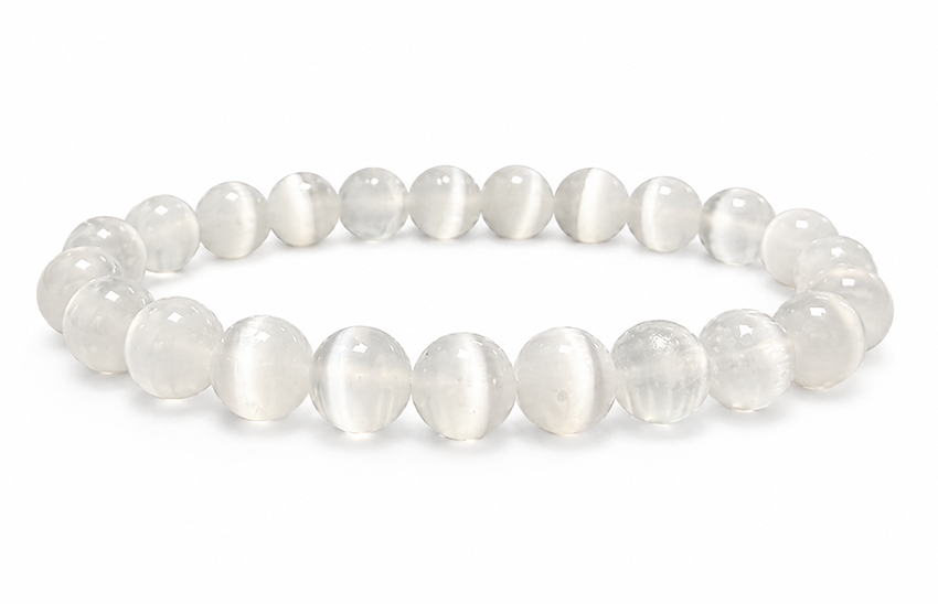 incense at Cat Eye Selenite Bracelet AA 8mm Beads