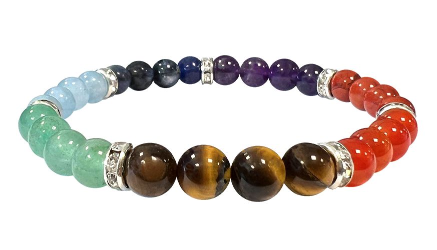 7 chakras & Strass bracelet 6mm pearls