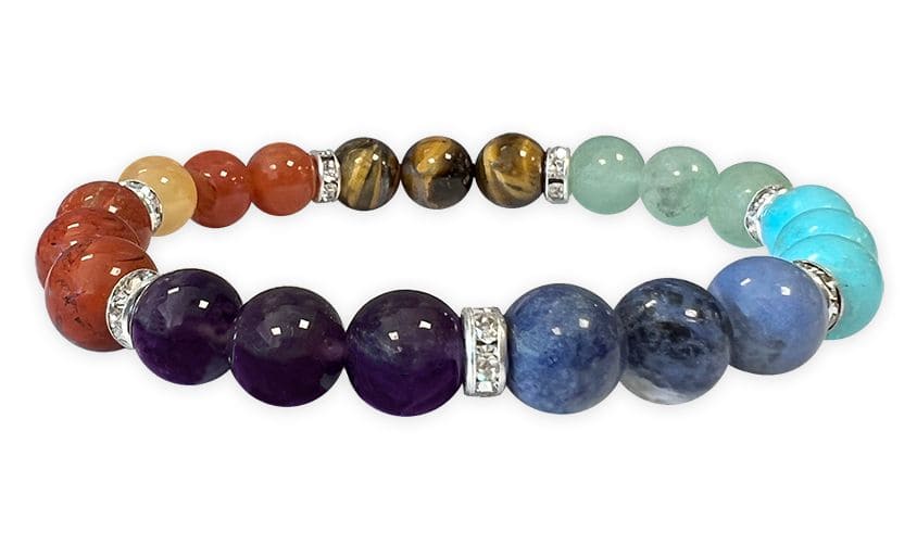 7 chakras & Strass bracelet 8mm pearls