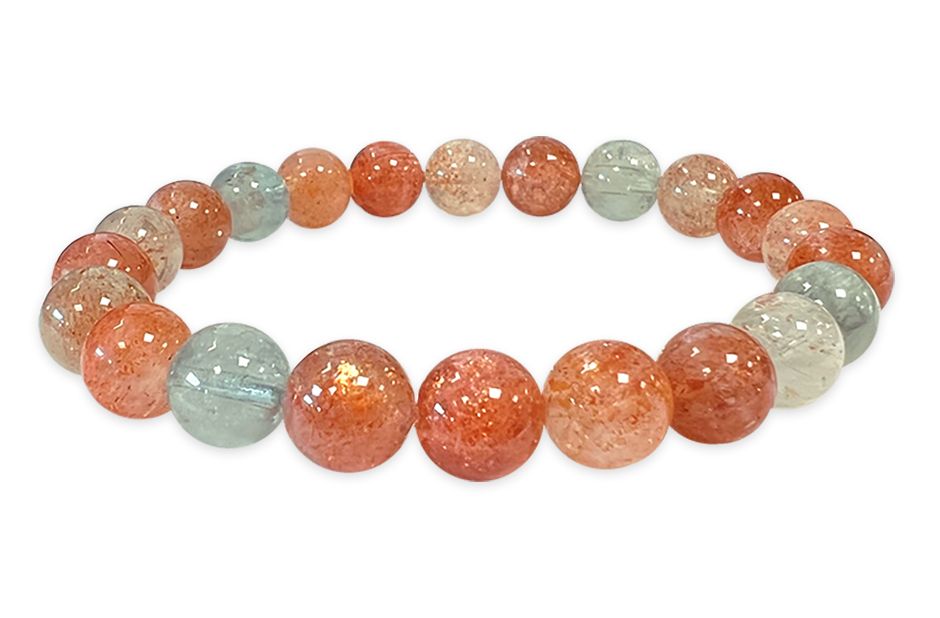Multicolored Sun Stone Bracelet AAA beads 8mm