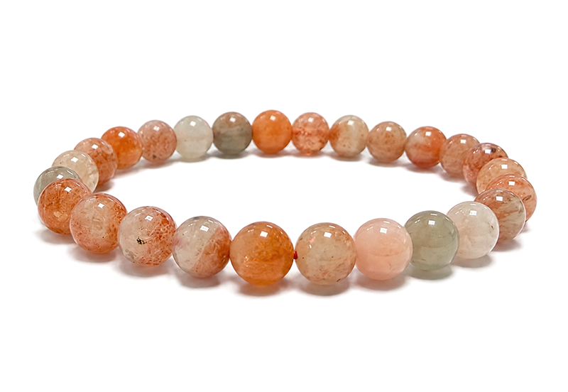 Copper Sunstone Bracelet with Hematoid Inclusions AA 7-8mm Beads