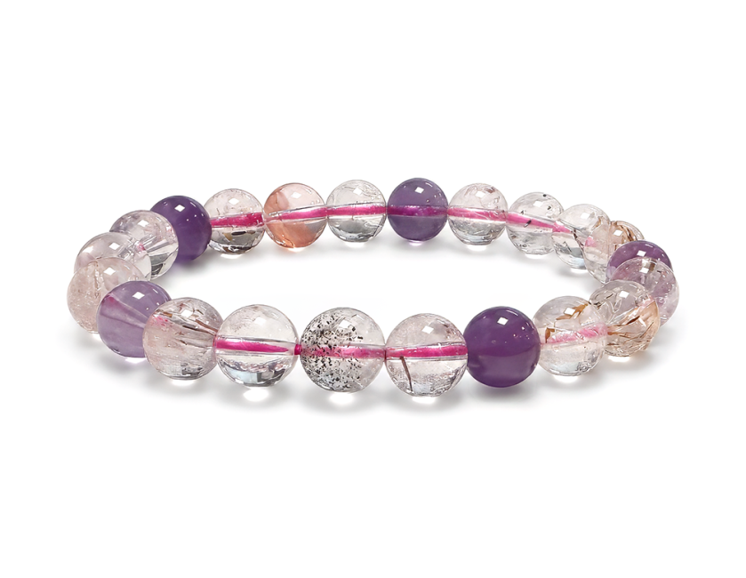 incense at AA Grade Super Seven Quartz with Inclusions Bracelet, 8–9 mm Beads