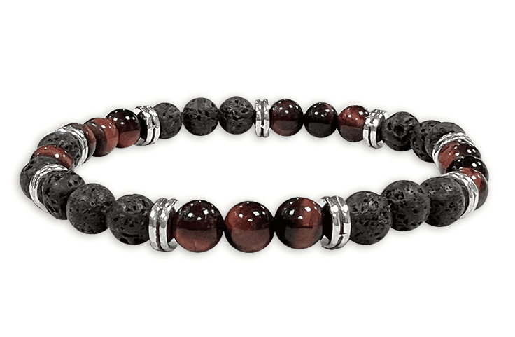 Bull's eye, Lava Stone & Charms A 6mm pearls bracelacet