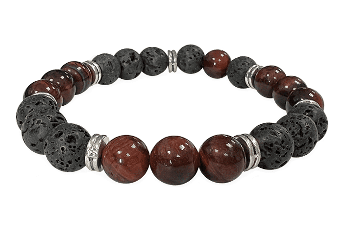 Bull's eye, Lava Stone & Charms A 8mm pearls bracelacet