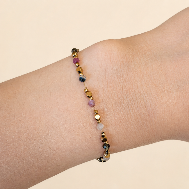 incense at Multicolor Tourmaline A Energy Bracelet – Gold Beads