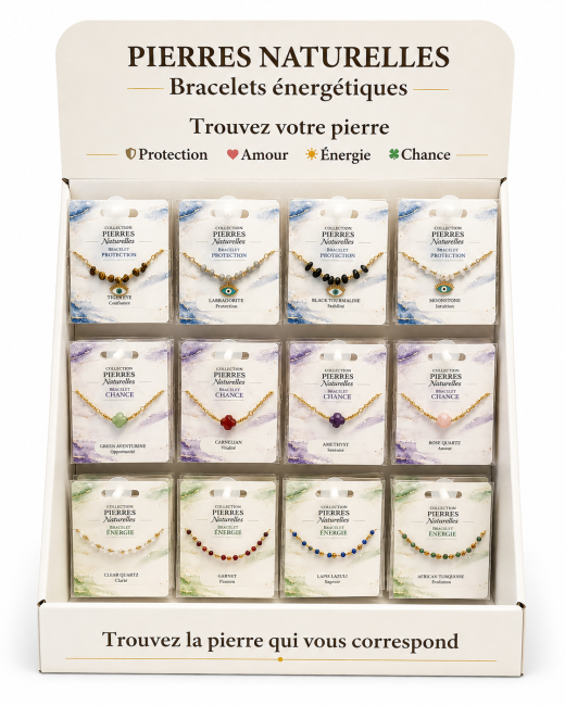 incense at Bracelet display stand for natural stone and stainless steel bracelets – 48 bracelets