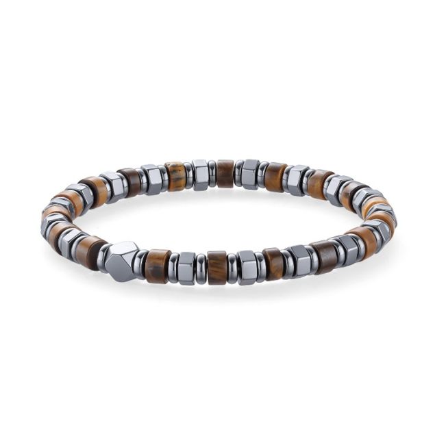 Tiger's Eye Bracelet, Hematite beads 6 x 3 mm