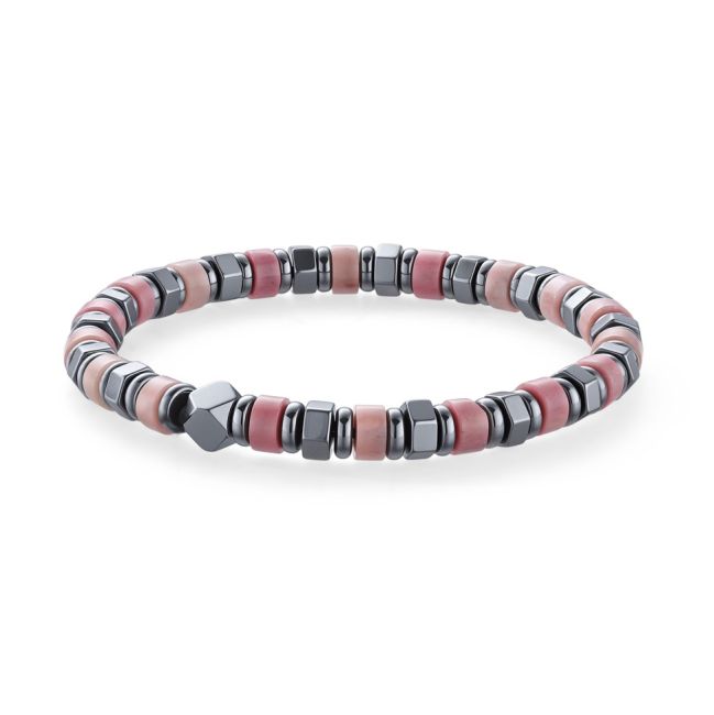 Rhodochrosite and Hematite Bracelet, 6 x 3 mm beads