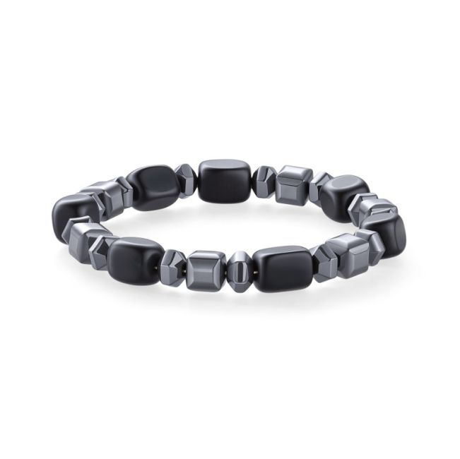 Black Obsidian & Hematite Bracelet A 8mm Beads