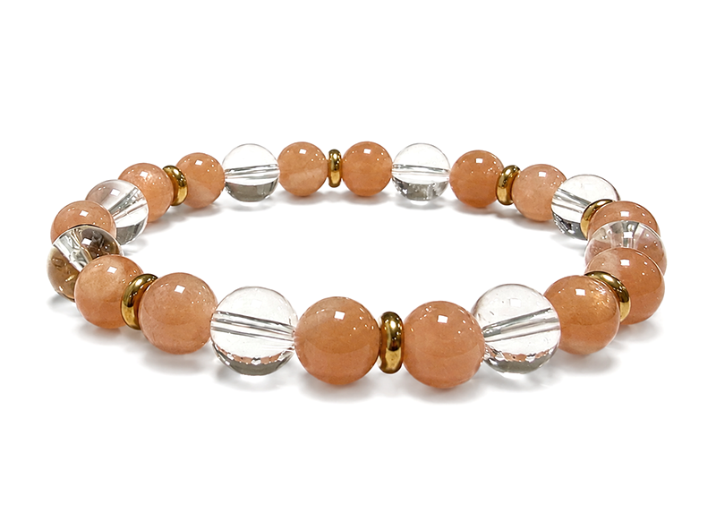 Rock Crystal & Sunstone Bracelet AA 8mm Beads