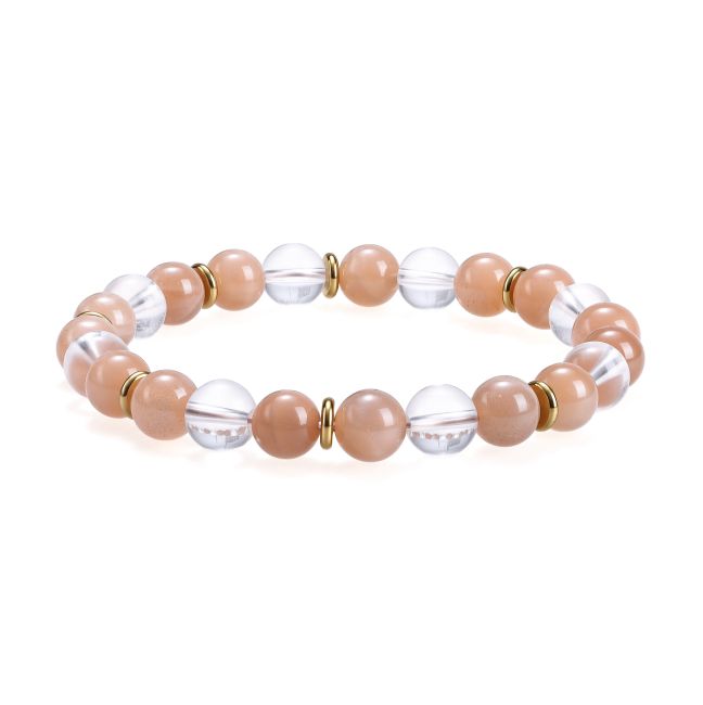 Rock Crystal Bracelet, Sunstone beads 8 mm