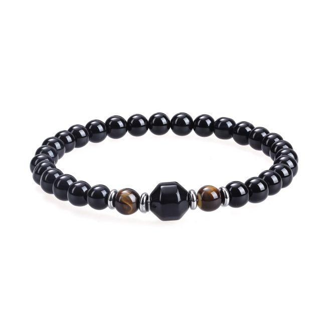 Tiger's Eye Bracelet, Black Onyx 8mm Beads