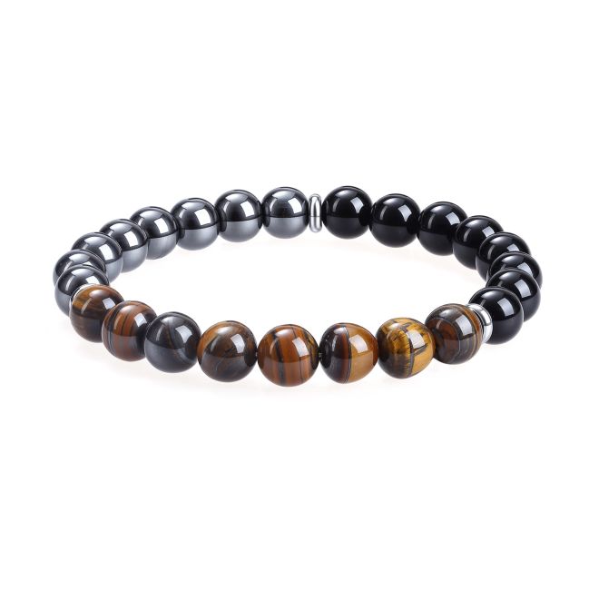 Tiger's Eye, Hematite, Black Onyx Bracelet, 8mm beads
